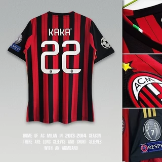 13-14ac Milan casa retro jersey homens camisa de futebol retro AC Milan Kaka