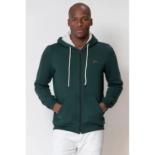 Blusa Masculina Moletom Capuz Pelo Polo Wear Verde Escuro