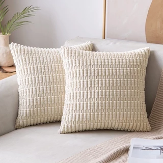 45 * 45cm Cobertura Quadrada De Almofada Jacquard Check Plush Macia Para Sofá Cama Decoração Rary