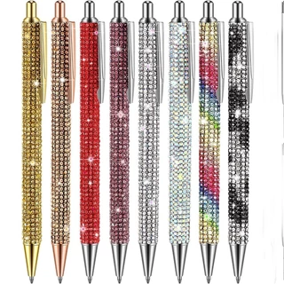 Canetas Esferográficas Rhinestone Bling Metal Black Ink Gift Diamantadas Big Crystal Caneta Para Mulheres Damas De Honra