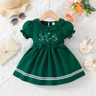 Vestido De Bebê Menina Recém-Nascidos 3-24Meses Moda Verão Arco Manga De Babado Fofa Vestidos De Princesa Infantil