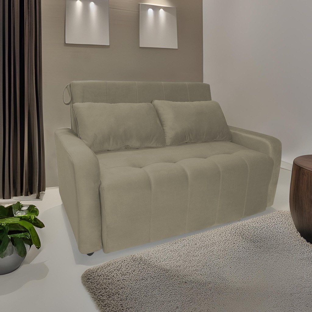 Sofá Cama 2 Lugares 138cm Amora New Bege Matrix