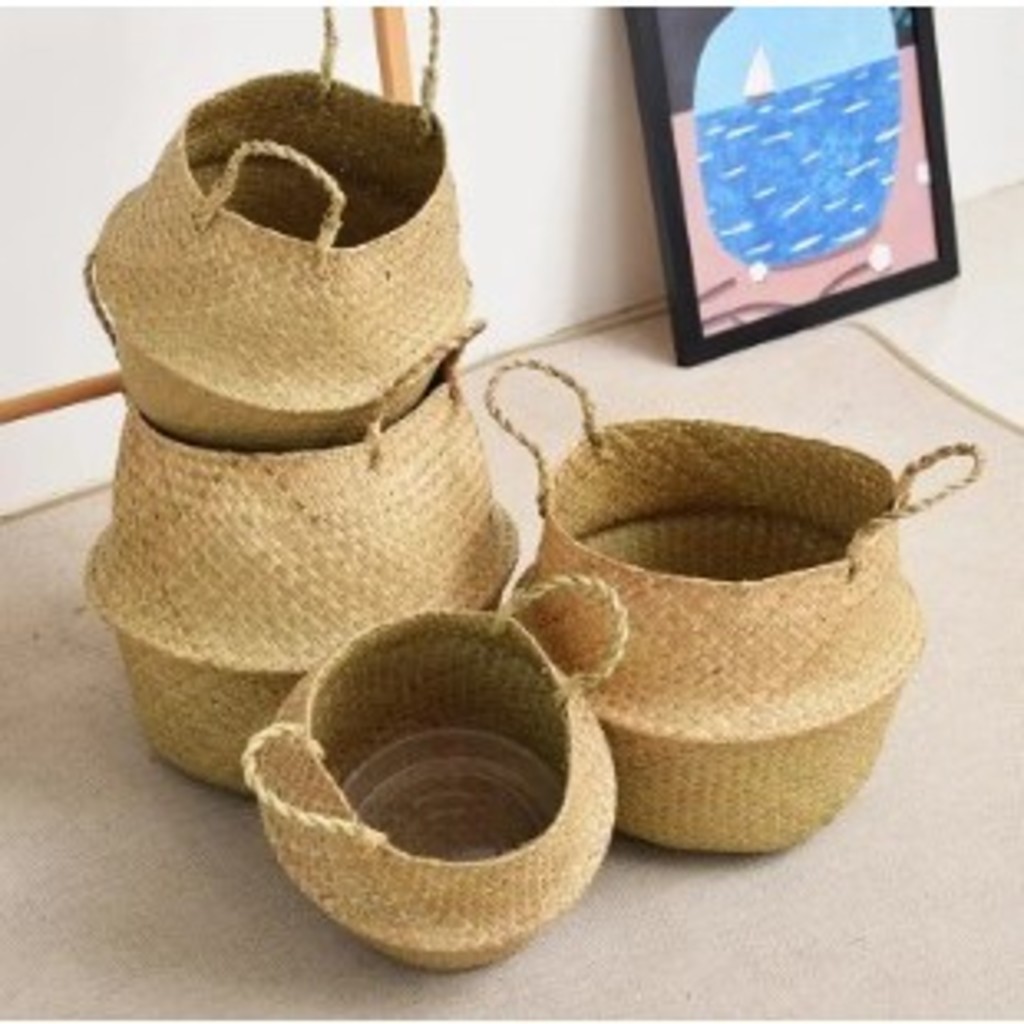 Cesta de Palha com Alça Estilo Nórdico Artesanal Armazenamento | Shopee ...
