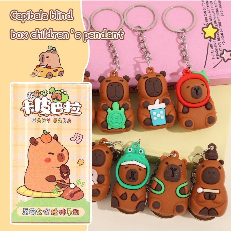 kapibara06 1/3Pcs Capybara Blind Box Keychain-Porta-Chaves-Saco