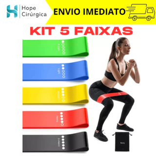 Kit com 5 Faixas Elásticas de Resistência – Ideal para Yoga, Pilates e Treinos na Academia