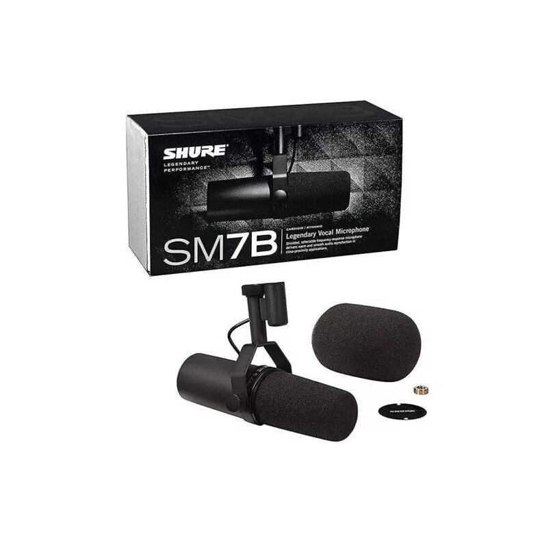 Microfone dinâmico vocal para estúdio Shure SM7B cor preto