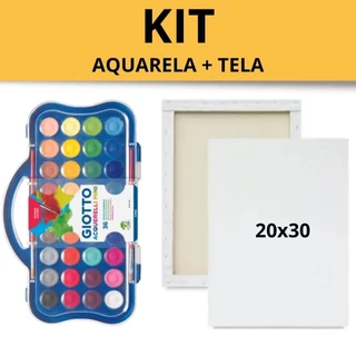 KIT AQUARELA 36 CORES MINI GIOTTO E TELA 20X30