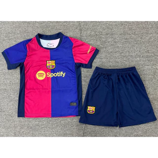 24-25 Barcelona Home Football Shirt Uniforme Shorts Kit Conjunto De Moletom Para Crianças