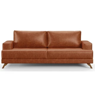 Sofá 3 Lugares 180cm Living Pés Curvos Santi D05 Sintético Camel - Mpozenato