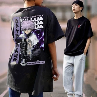 Camiseta básica unissex oversize Killua X Zoldyck Hunter X Hunter Anime Streetwear