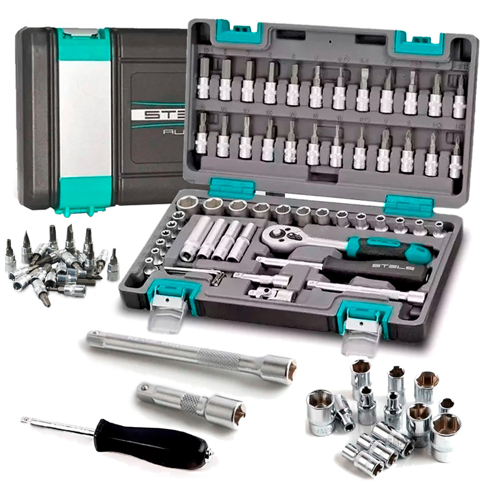 Jogo Kit De Soquete 57 Pecas 1/4 Catraca Chave Allen Stels