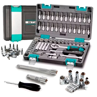 Jogo Kit De Soquete 57 Pecas 1/4 Catraca Chave Allen Stels
