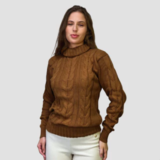 Blusa de Frio Feminina Tricô Manga Longa Cacharrel Suéter Gola Alta Inverno em Promoção na Shopee Blusa de Frio Feminina Tricô Manga Longa Cacharrel Suéter Gola Alta Inverno