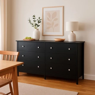 Cômoda Ditália 6 Gavetas DM-221 Preto em Oferta na Shopee