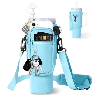 READY STOCK Bolsa Porta-Garrafas De Água Com Bolso Para Telefone Stanley 40 oz Tumbler Neoprene Alça Ajustável Bollus Cup Accessories