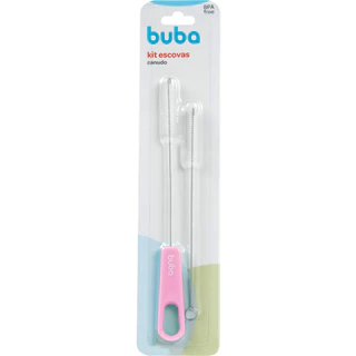 Kit Escovas de Limpeza para Canudo Inox Flexível Limpador de Canudinho Rosa Buba