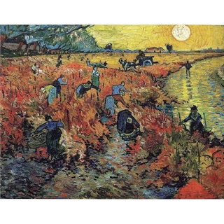 Quadro Decorativo A Vinha Encarnada de Vincent van Gogh-Impressão em Tela Acetinada Arte Pós-Impressionista Colheita.