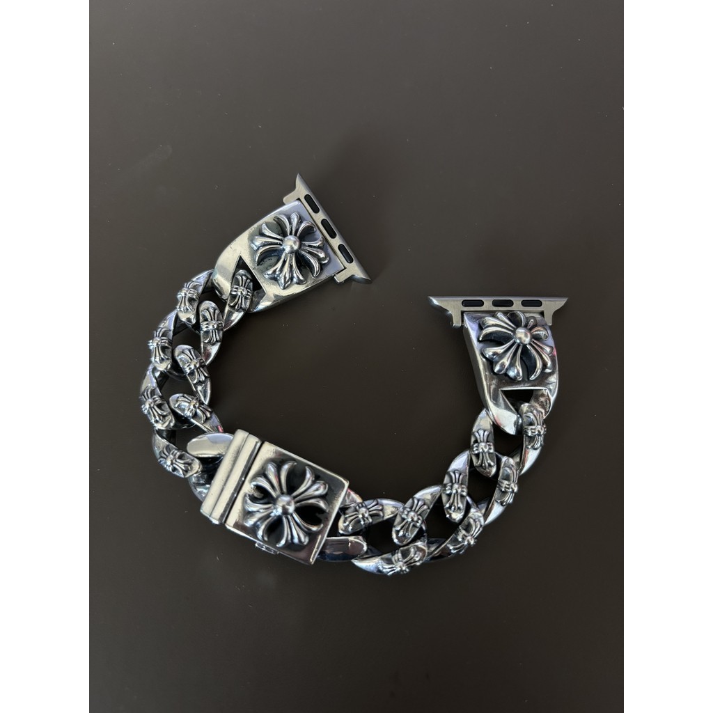 Chrome Hearts Correia de Relógio /925 Prata Adequada para o Design iWatch /Fashion Cross Flower