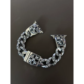 Chrome Hearts Correia de Relógio /925 Prata Adequada para o Design iWatch /Fashion Cross Flower