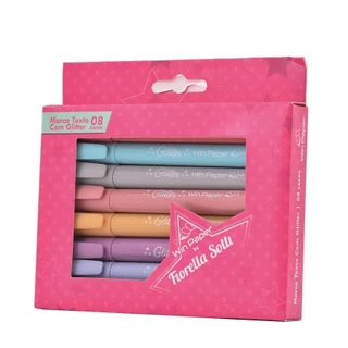 Marca Texto com Glitter 8 Cores em Oferta na Shopee