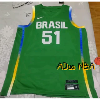 Hot Pressed 2024 Olimpica Camiseta Team Brasil Bruno Caboclo Camisa De Basquetebol Jersey