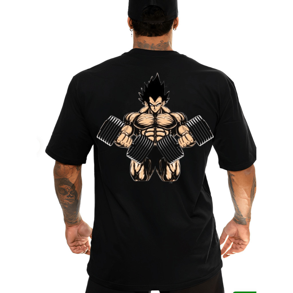 Camisa Oversized Treino Academia Bodybuilder Anime