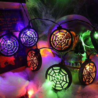 Mini Lâmpada Enfeite Decoração de Halloween Varal 3D Aranha De Led+02Pilha