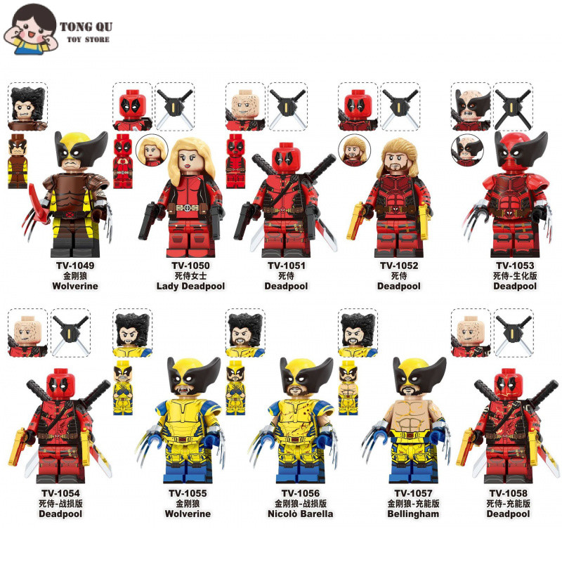 Superhero Minifigures Wolverine Deadpool Building Block Dolls Modelos Colecionáveis Brinquedos De Aniversário