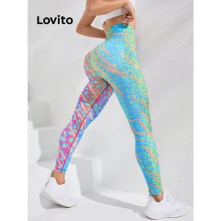 Lovito Legging esportiva com estampa tie-dye para mulheres LNL75176