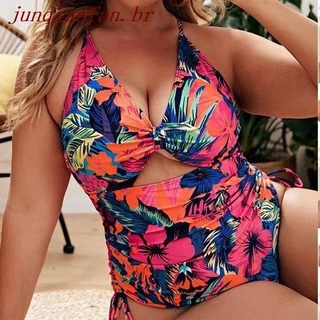 Maiô Sexy Feminino Com Bojo Floral/Plus Size/Roupa De Praia