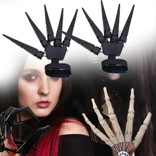 Novo Halloween Dedos Articulados Assustador Falsos Esqueleto Mãos Realista Horror Fantasma Garra Adereços Cosplay Engrenagem Dedo Luva