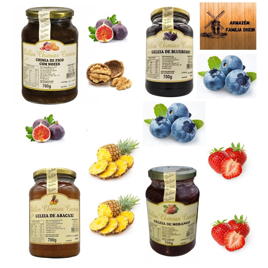 Kit Com 04 Chimias/geléias Artesenais Dillin 700g | Shopee Brasil