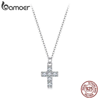 Bamoer 925 Prata Esterlina Moissanite Colar Cruz Design Jóias Presente Para Mulher em Oferta na Shopee