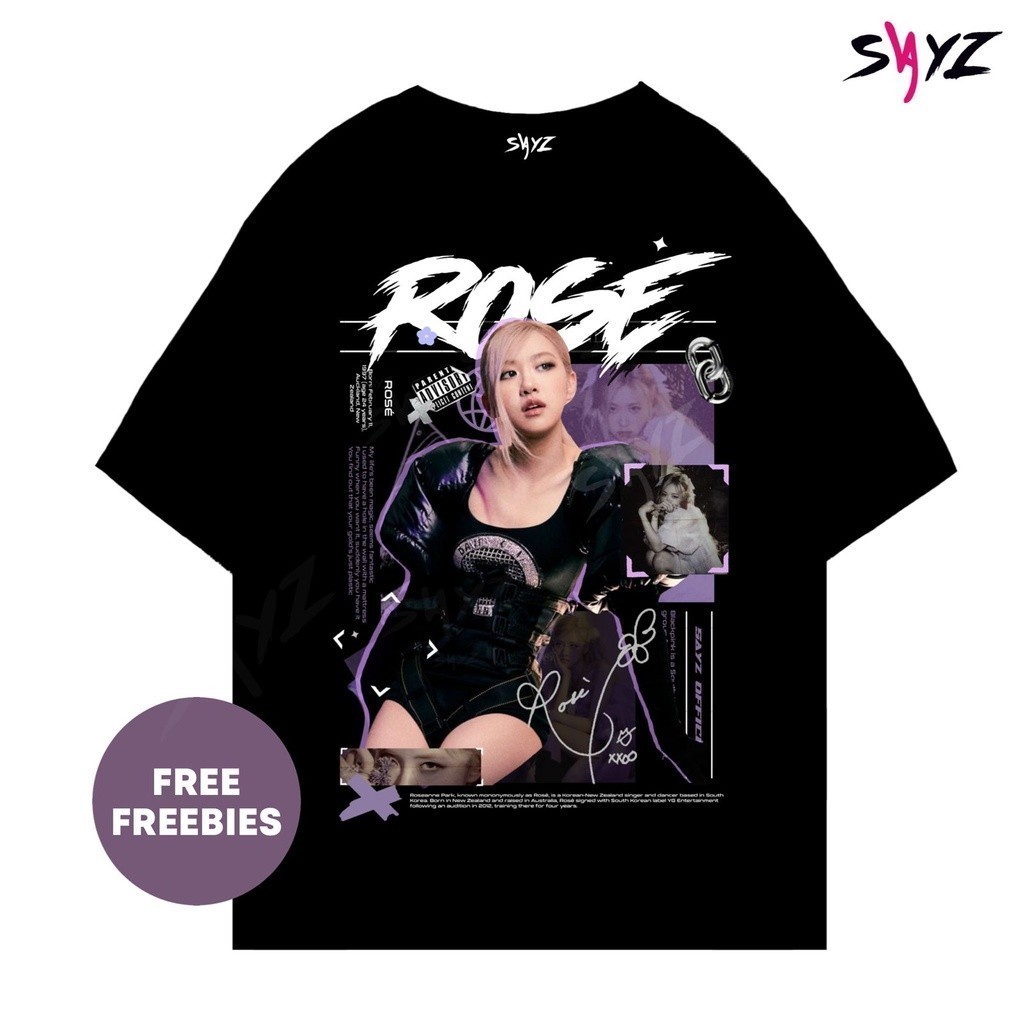 Camisetas Coleção 2025 Algodão 100% Estampa Kaos Blackpink Rose'On