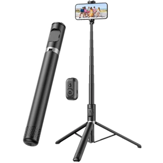 Tripé de bastão de selfie para celular de 1,7 m, controle remoto integrado, portátil
