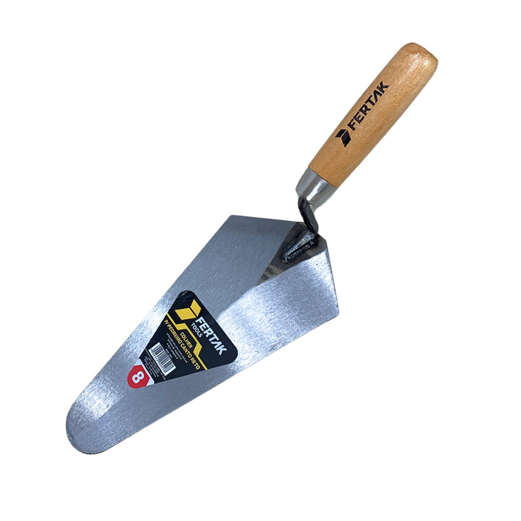 Colher De Pedreiro Canto Reto 8 Cabo Madeira Profissional | Shopee Brasil