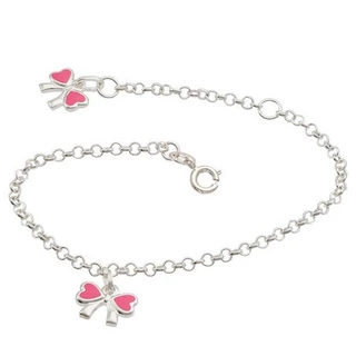 Pulseira infantil lacinho colorido prata 925 com extensor em Oferta na Shopee