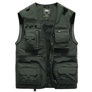 [S-5XL] Colete masculino primavera e outono nova fotografia multi-bolso trabalho pesca jaleco