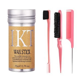 Bastão De Cera Para Cabelo , Conjunto De Escova Liso Costas 4 Peças , Pomada De Longa Duração Com Pente E Perucas Flyaways