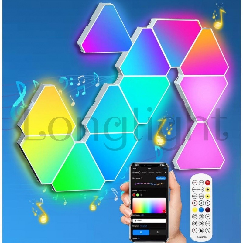 Luzes Triangulares LED Para Configuração De Jogos , RGB Quarto , APP/Remote Controladas , Music Sync Gaming Room Decor