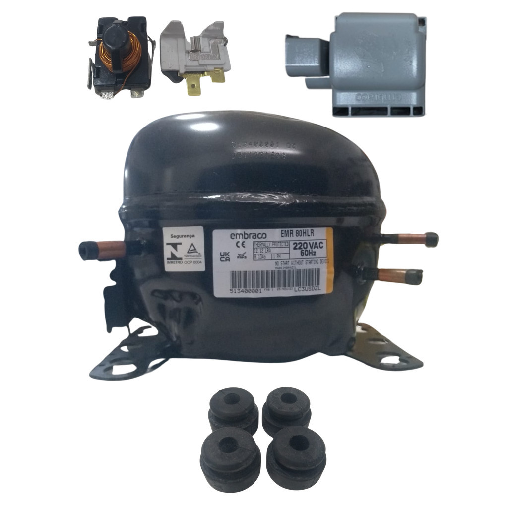 COMPRESSOR 1/4+ HP 220V R134A EMBRACO SEM RESF - COQUINHO - EMR80HLR ...