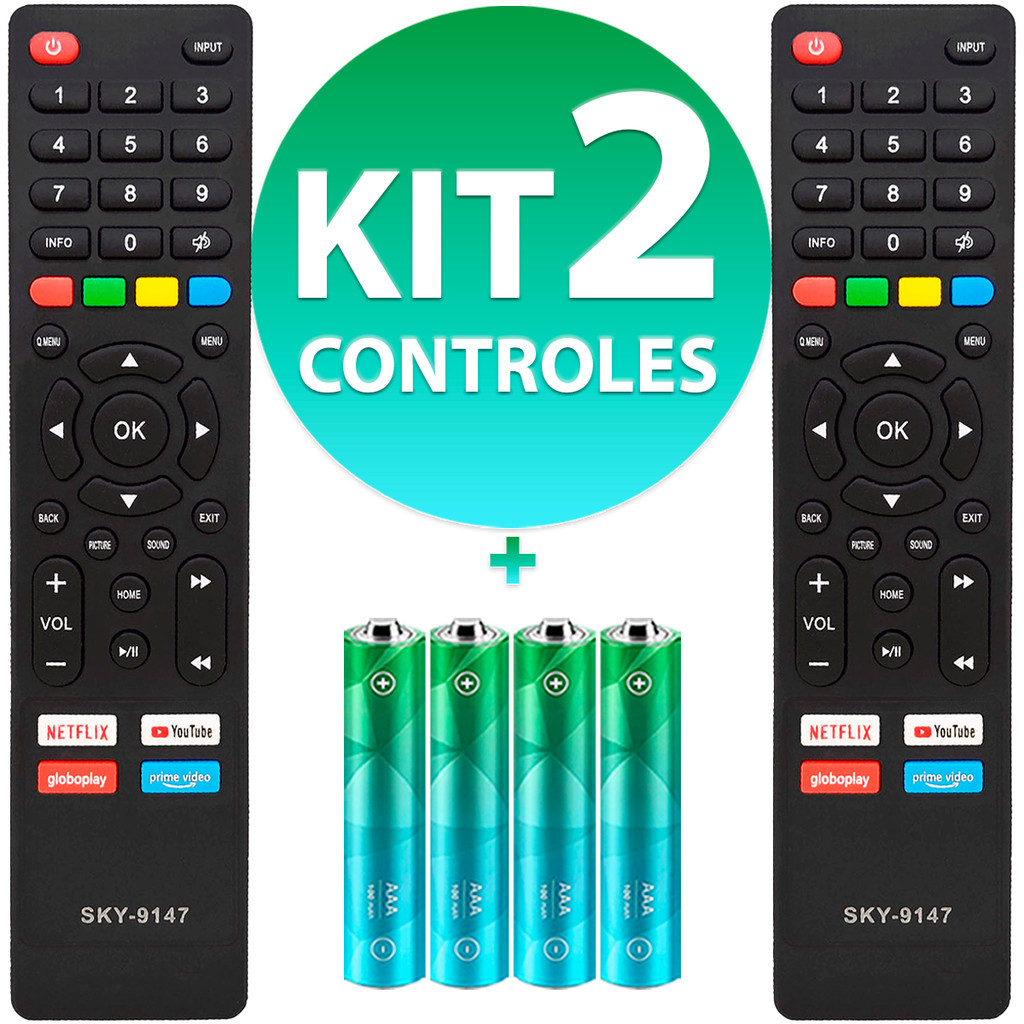 Kit Controle Remoto Compatível Tv Multilaser Smart Tl011 Tl012 TL020 TL035 + Pilhas