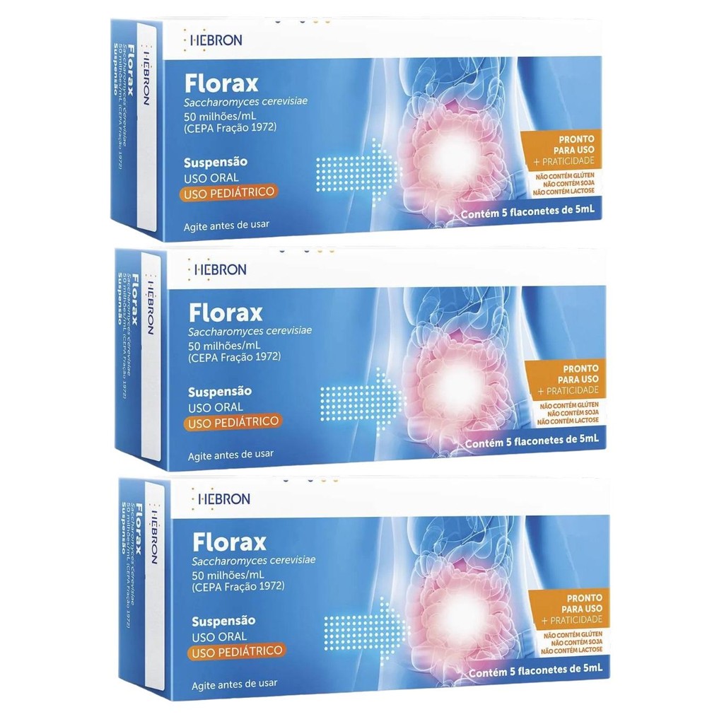 Florax Pediátrico Hebron Kit 3 Caixas De 5 Flaconetes Cada | Shopee Brasil
