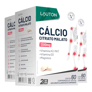 Kit 3x Cálcio Citrato Malato, K2, D3 Lauton 60Comp