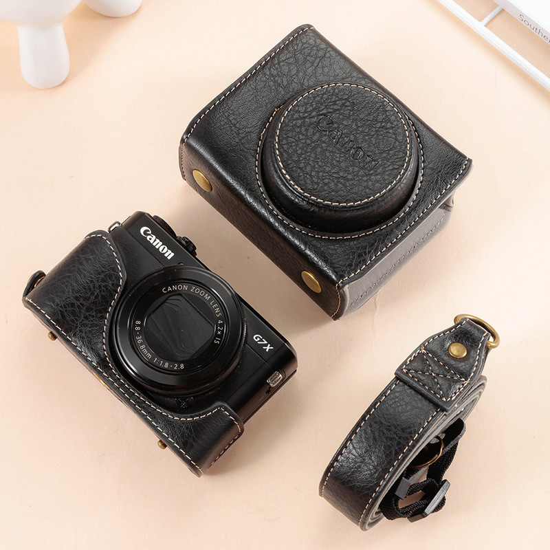 Canon PowerShot G7X Leather Case 保護フィルム Nova Capa Para Câmera De Couro Pu Canon Powershot G7X Mark 2 G7X