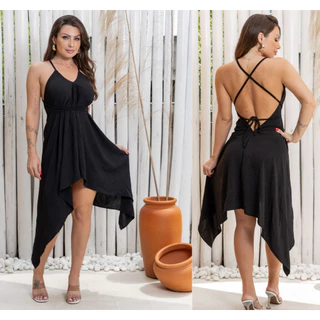 Vestido Feminino Envelope Curto Casual Sem Bojo Com Várias Formas de Amarração