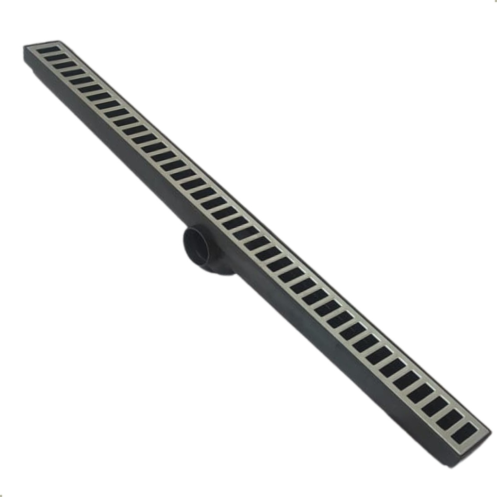Ralo 5x70 Preto Grelha Aluminio Tubo 40mm Quintal, Corredor, Jardim, Area Externa, Ducha, Sauna