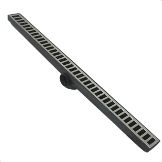 Ralo 5x70 Preto Grelha Aluminio Tubo 40mm Quintal, Corredor, Jardim, Area Externa, Ducha, Sauna