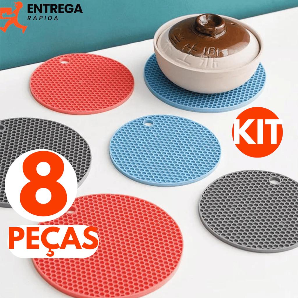 Kit 8 Descanso de Panela de Silicone com 16.5cm Apoio de Panela ...