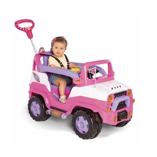 Carrinho De Passeio Diipi Infantil Com Empurrador  Criança Jeep Com Pedal Divertido Premium Cor Rosa
